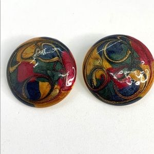 Vintage swirly enamel earrings